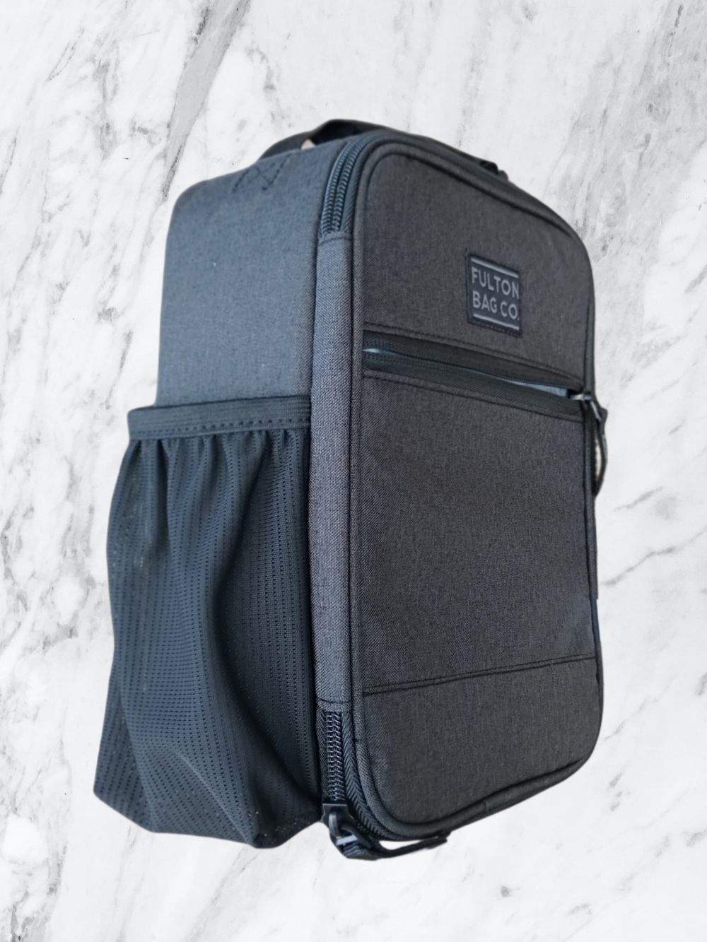 Upright Lunch Bag Zipperd With Plastic Insert And Bottle Holder
